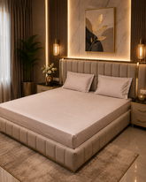 Velvet | King Size Bedsheet | Beige | 500 TC | 100% Cotton | 2 Pillow Covers