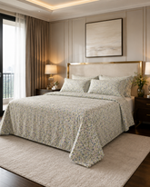 Crest | King Size Bedsheet | Antique White | 500 TC | 100% Cotton | 2 Pillow Covers