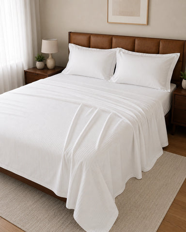 Apex | King Size Bedsheet | Snow White | 500 TC | 100% Cotton | 2 Pillow Covers