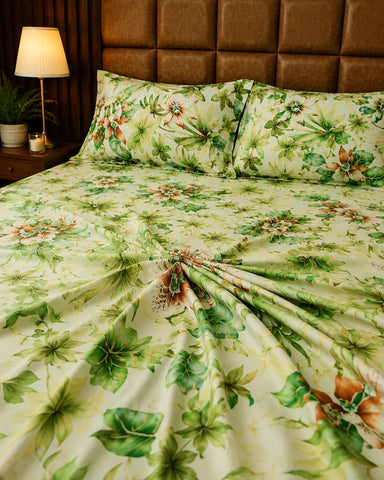 Grandeur | King Size Bedsheet | Jade Green | 500 TC | 100% Cotton | 2 Pillow Covers