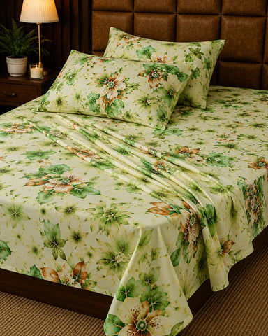 Grandeur | King Size Bedsheet | Jade Green | 500 TC | 100% Cotton | 2 Pillow Covers