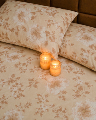 Majesty | King Size Bedsheet | Fawn & Caramel | 500 TC | 100% Cotton | 2 Pillow Covers