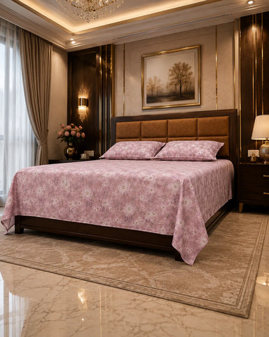 Imperial | King Size Bedsheet | Blush Pink | 500 TC | 100% Cotton | 2 Pillow Covers