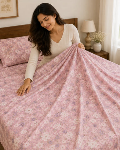 Imperial | King Size Bedsheet | Blush Pink | 500 TC | 100% Cotton | 2 Pillow Covers