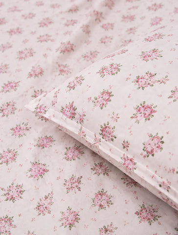 Manor | King Size Bedsheet | Off White & Rose Pink | 500 TC | 100% Cotton | 2 Pillow Covers