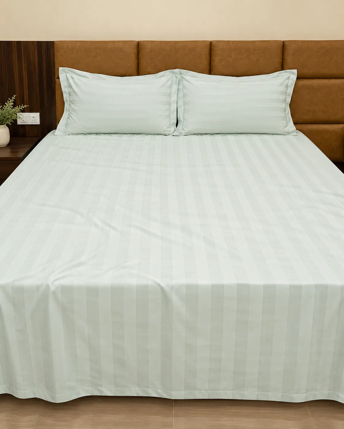 Essence | King Size Bedsheet | Sage Green | 500 TC | 100% Cotton | 2 Pillow Covers