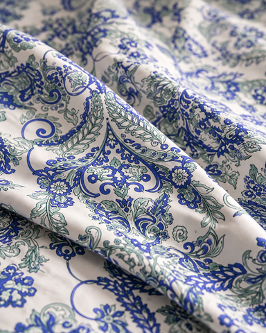 Kinetic | King Size Bedsheet | White & Indigo | 500 TC | 100% Cotton | 2 Pillow Covers