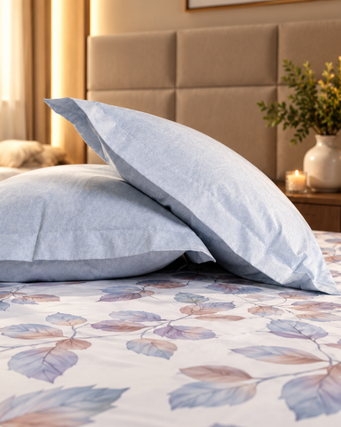 Tapestry | King Size Bedsheet | Powder Blue | 500 TC | 100% Cotton | 2 Pillow Covers