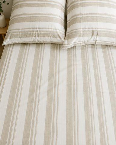 Truce | King Size Bedsheet | Off White & Ivory | 500 TC | 100% Cotton | 2 Pillow Covers
