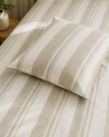 Truce | King Size Bedsheet | Off White & Ivory | 500 TC | 100% Cotton | 2 Pillow Covers