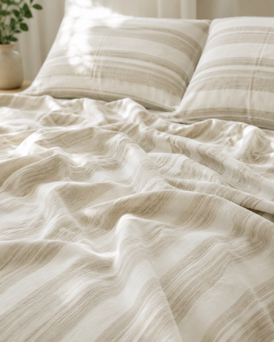 Truce | King Size Bedsheet | Off White & Ivory | 500 TC | 100% Cotton | 2 Pillow Covers