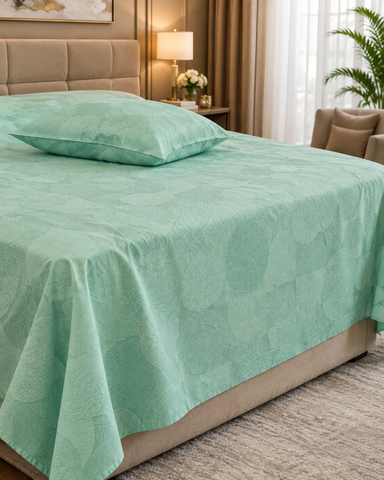 Sanctum | King Size Bedsheet | Sea Green | 1000 TC | 100% Cotton | 2 Pillow Covers