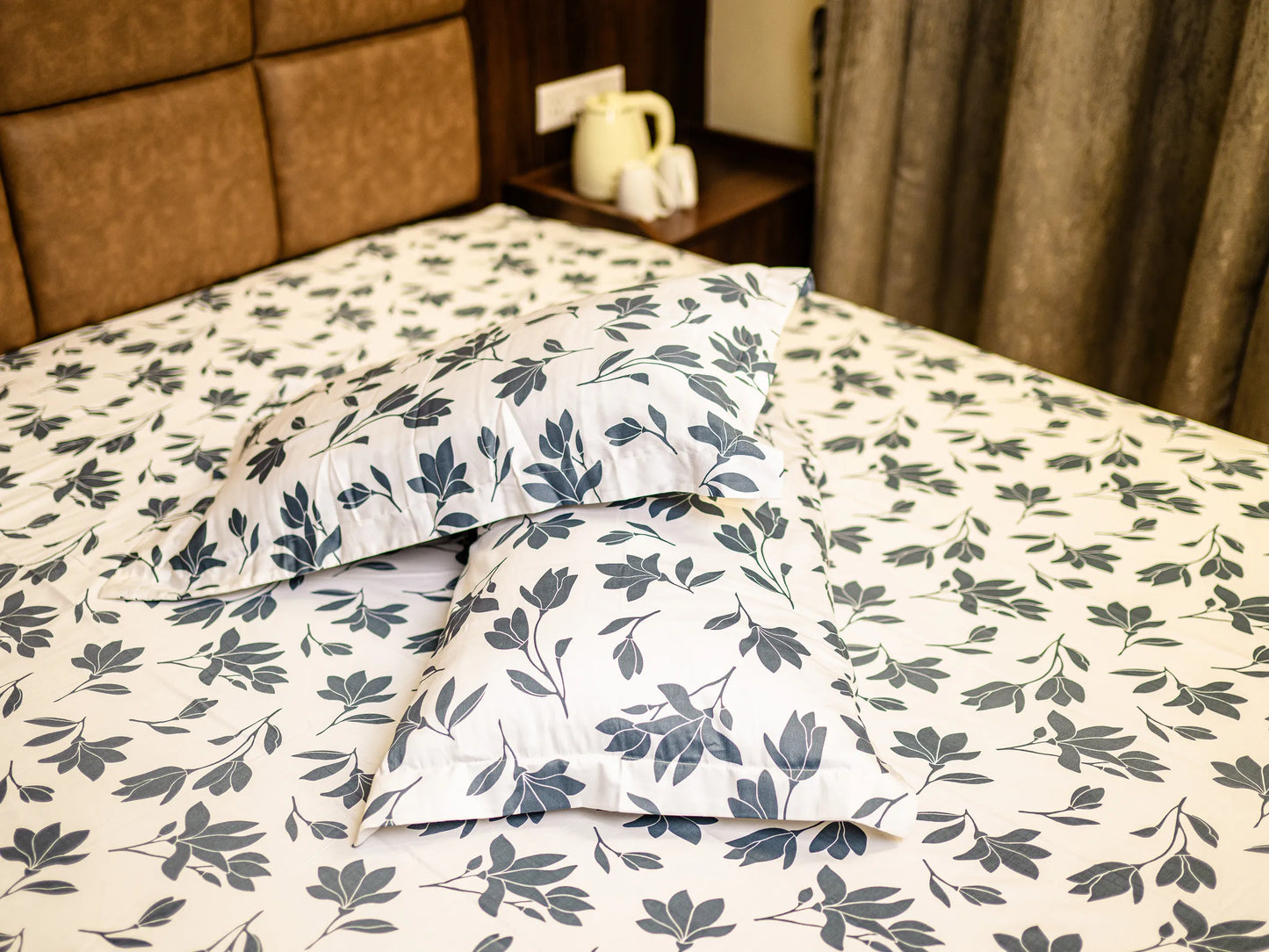 Aura blueish grey luxury abstract bedding in premium cotton with 500 TC.