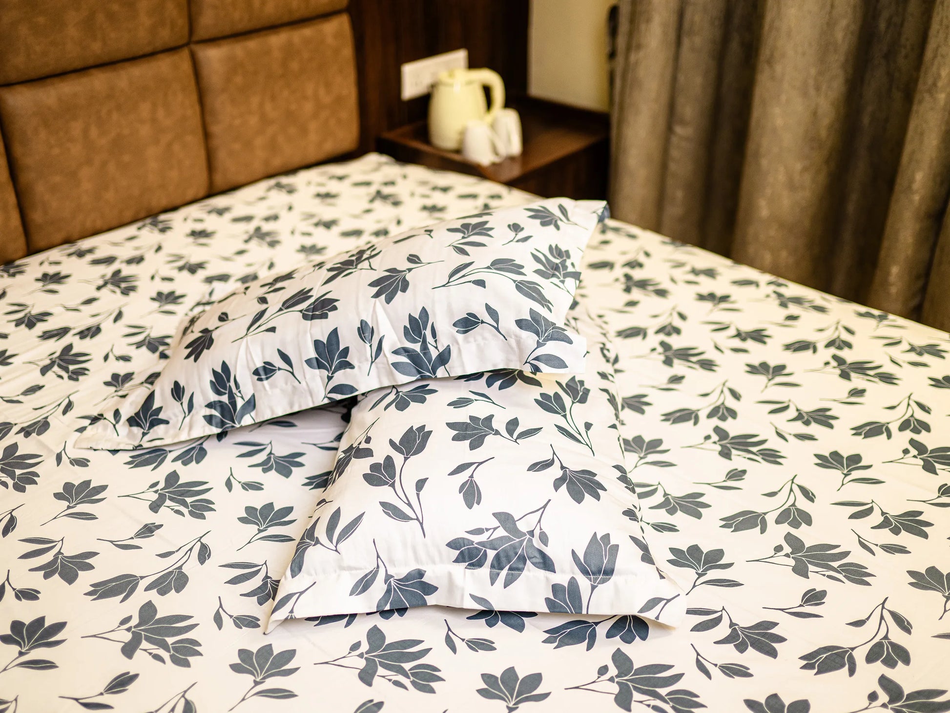 Aura blueish grey luxury abstract bedding in premium cotton with 500 TC.