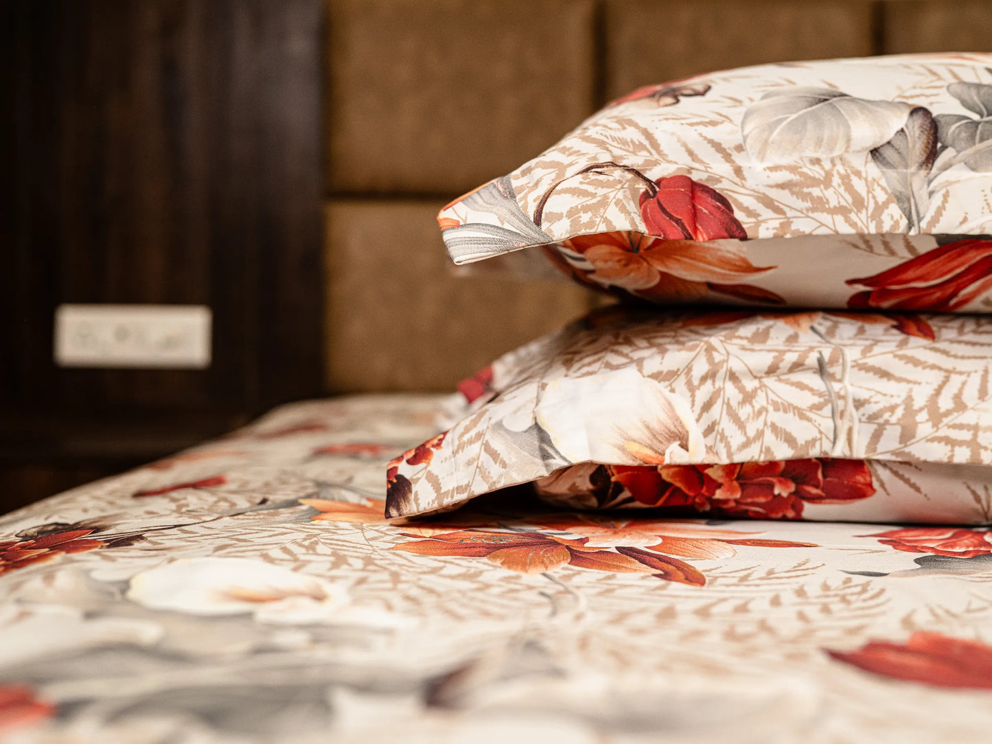 Symmetry greyish base luxury abstract bedding in premium cotton with 500 TC.