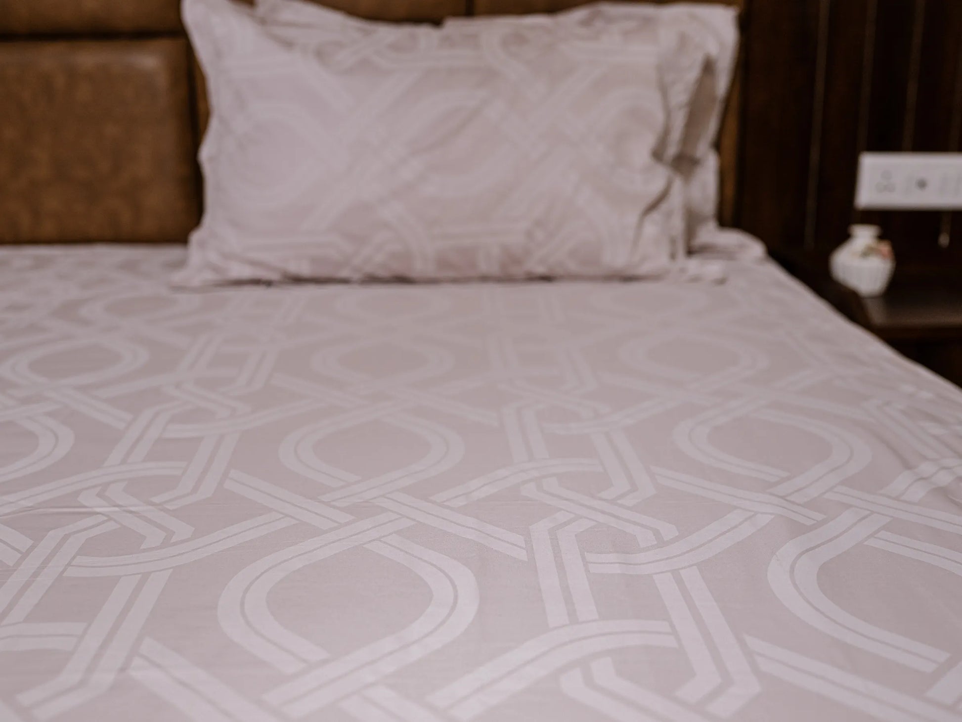 Pristine elegant minimalist luxury bedding in tightly woven organic cotton