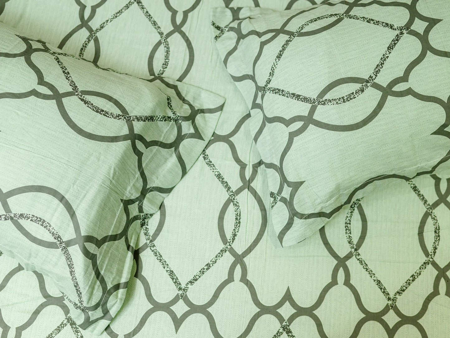 Stasis tea green luxury abstract bedding in premium cotton with 500 TC.