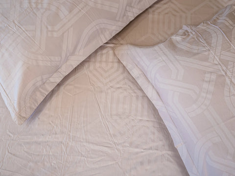 Close-up of Aether steel grey luxury bedsheet with matching pillow cover showcasing soft 500 thread count cotton and jacquard texture