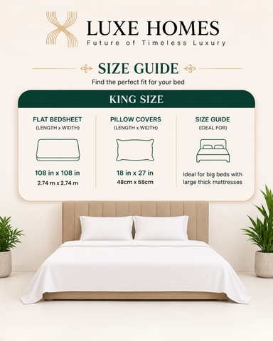 Apex | King Size Bedsheet | Snow White | 500 TC | 100% Cotton | 2 Pillow Covers