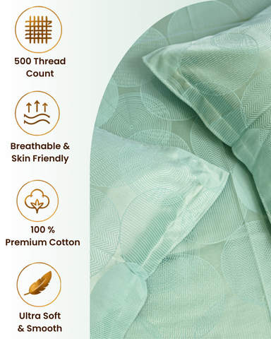 Sanctum | King Size Bedsheet | Sea Green | 1000 TC | 100% Cotton | 2 Pillow Covers