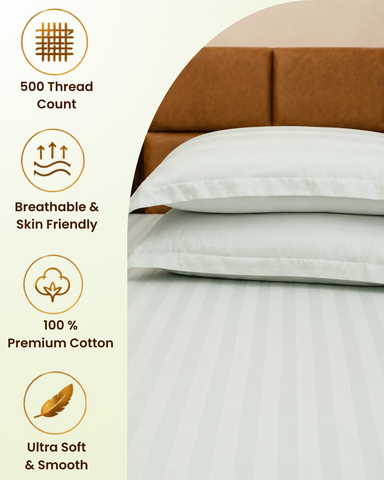 Essence | King Size Bedsheet | Sage Green | 500 TC | 100% Cotton | 2 Pillow Covers
