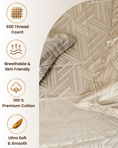 Legacy | King Size Bedsheet | Off White | 700 TC | 100% Cotton | 2 Pillow Covers